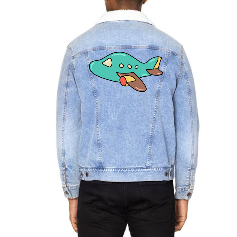 Cute Airplane Cartoon Art For Airplane Mechanic St Unisex Sherpa-lined Denim Jacket | Artistshot