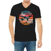 Family Vacation 2022 On Vintage Sunset Airplane Ba V-neck Tee | Artistshot