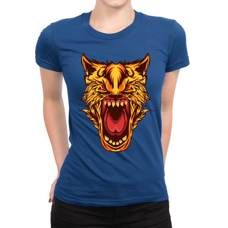 Angry Wolf Vintage Ladies Fitted T-Shirt by chaituostrevn | Artistshot