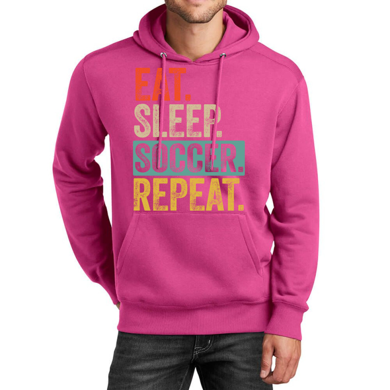 Eat Sleep Soccer Repeat Retro Vintage Nostalgia Qu Unisex Hoodie by sbusiozald | Artistshot