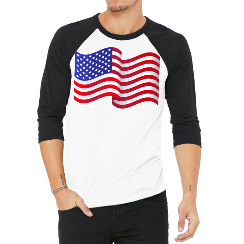 American Flag Waving Gift 3/4 Sleeve Shirt | Artistshot