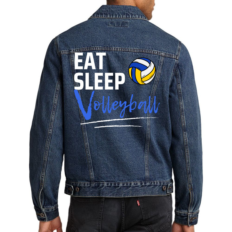 Eat Sleep Volleyball Aesthetic Men Denim Jacket by sbusiozald | Artistshot