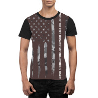 Home Of The Free Because My Grandson Is Brave Blue Graphic T-shirt | Artistshot