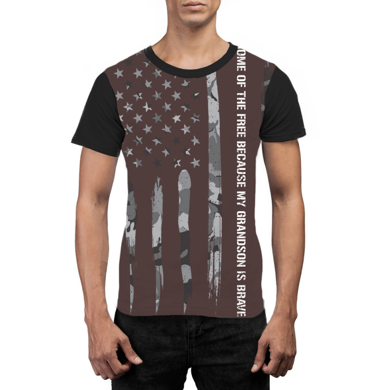 Home Of The Free Because My Grandson Is Brave Blue Graphic T-shirt | Artistshot