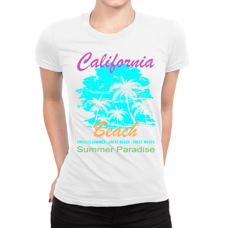 California Beach Summer Paradise Cute Ladies Fitted T-Shirt by rolinghsgagv | Artistshot