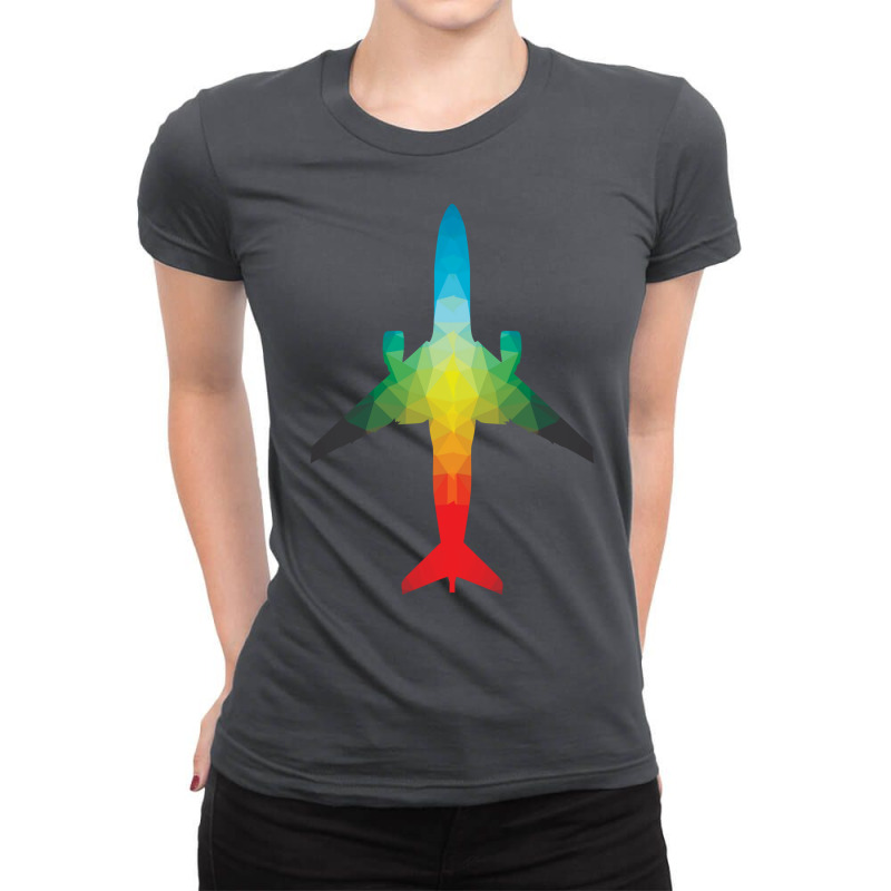 Rainbow Airplane 70s Ladies Fitted T-Shirt by dufkateplot | Artistshot