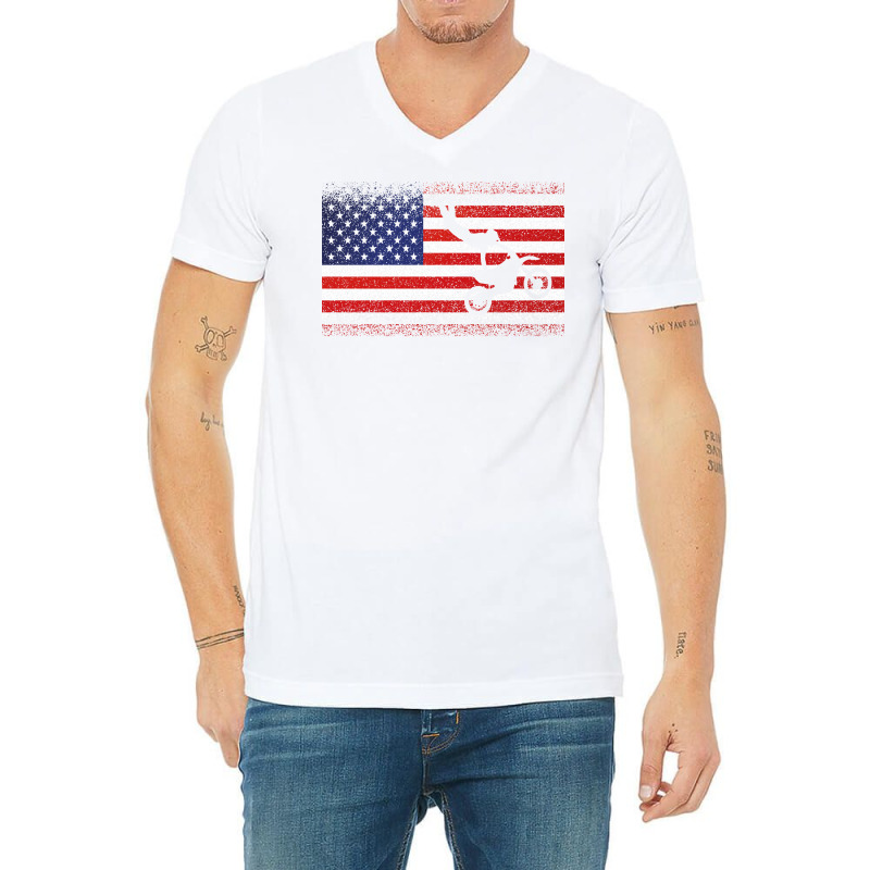 American Flag Motocross Dirtbike Motorcycle Fans 8 V-neck Tee | Artistshot