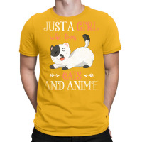 Just A Girl Who Loves Cats And Anime 70s (1) T-shirt | Artistshot