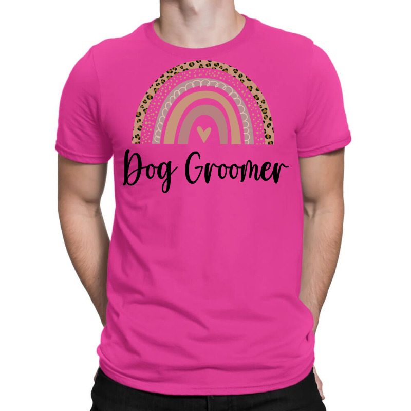 Dog Groomer Minimal Rainbow Design (1) (1) T-shirt | Artistshot