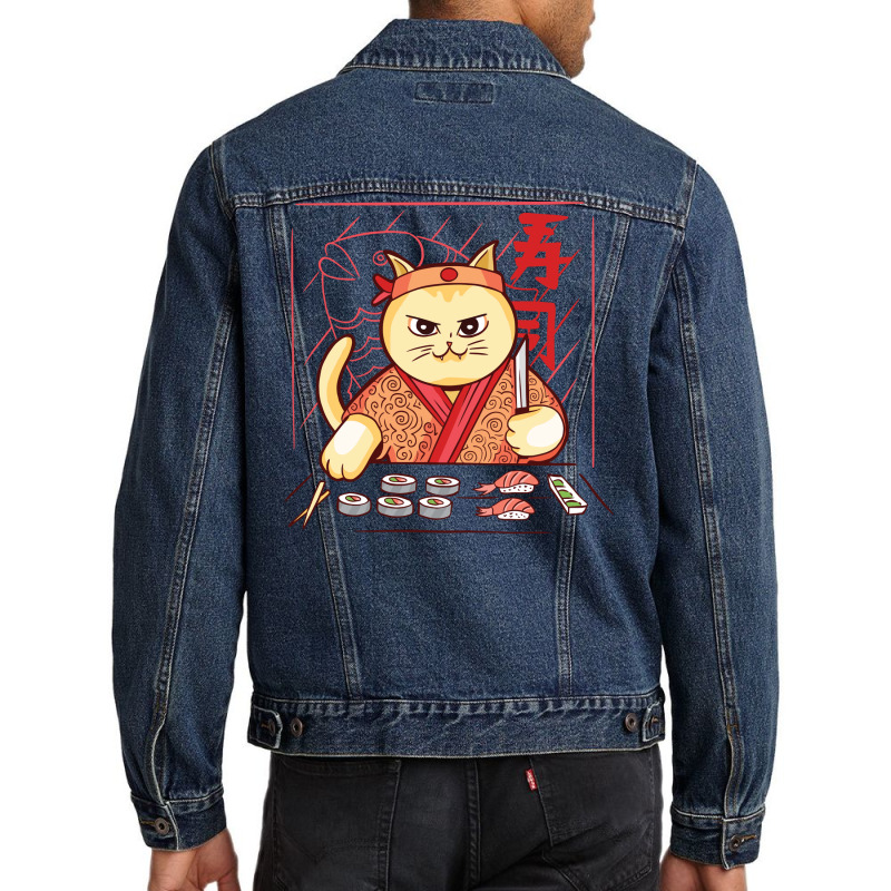 Japanese Sushi Cat Japan Tokyo Japanese Cute Men Denim Jacket | Artistshot