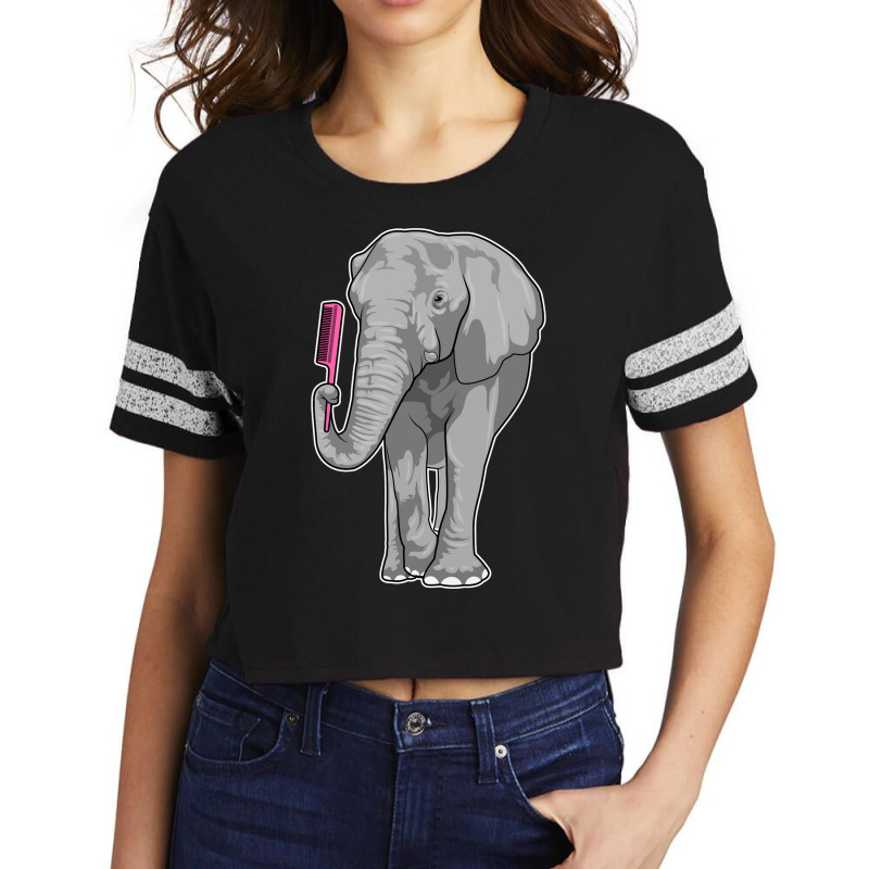 Elephant As Hairdresser With Comb (1) (1) Scorecard Crop Tee by hardjamagada0 | Artistshot