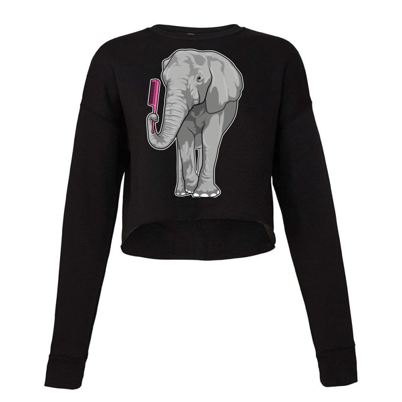 Elephant As Hairdresser With Comb (1) (1) Cropped Sweater by hardjamagada0 | Artistshot