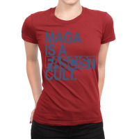 Maga Is A Fascist Cult 2 Steel Blue Box Yellow Ladies Fitted T-shirt | Artistshot