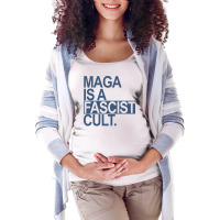 Maga Is A Fascist Cult 2 Steel Blue Box Yellow Maternity Scoop Neck T-shirt | Artistshot