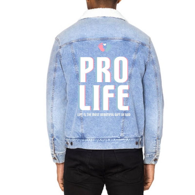 Pro Life Gift Unisex Sherpa-Lined Denim Jacket by velingtiagum | Artistshot