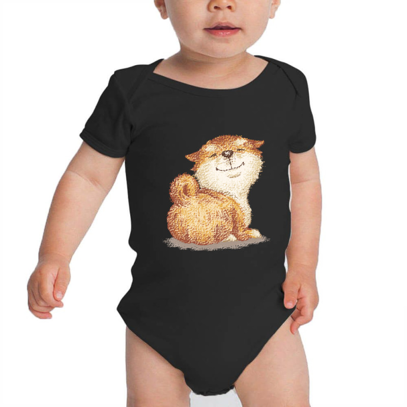 Shiba Smiling Baby Bodysuit by Toru_Sanogawa | Artistshot