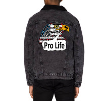 Pro Life Eagle Green Unisex Sherpa-lined Denim Jacket | Artistshot