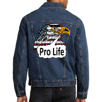 Pro Life Eagle Green Men Denim Jacket | Artistshot