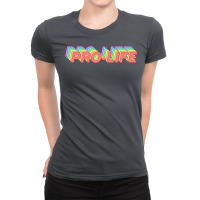 Prolife Rainbow Text 70s Ladies Fitted T-shirt | Artistshot