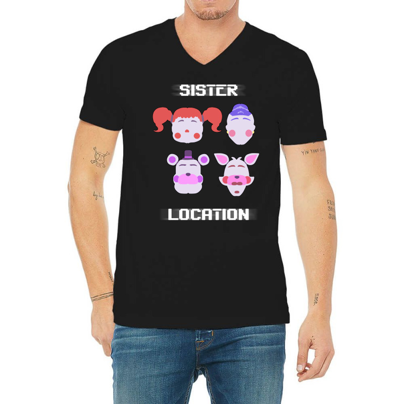 Sister Location V-Neck Tee by auzatblaket | Artistshot