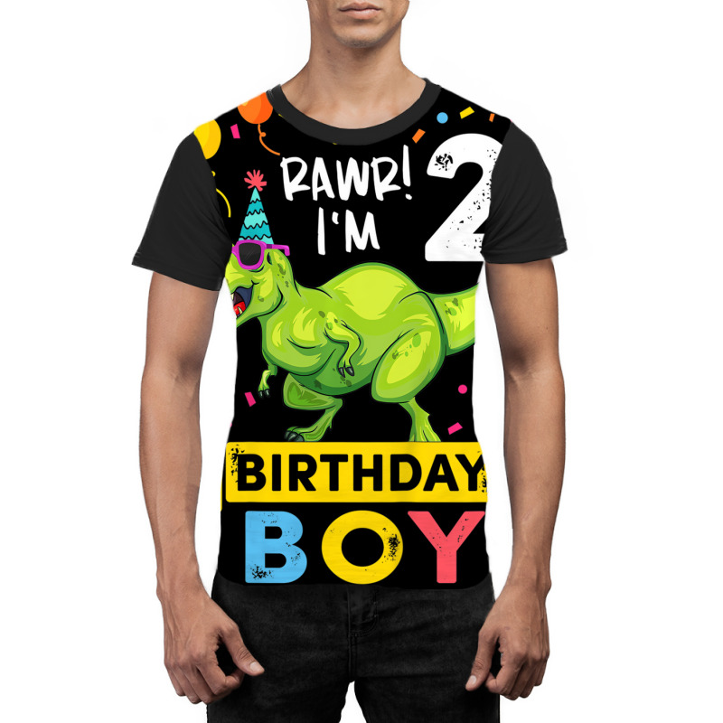 Kids 2 Year Old Shirt 2nd Birthday Boy T Rex Dinos Graphic T-shirt by holubarpro | Artistshot