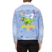 Kids 2 Year Old Shirt 2nd Birthday Boy T Rex Dinos Unisex Sherpa-lined Denim Jacket | Artistshot