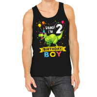 Kids 2 Year Old Shirt 2nd Birthday Boy T Rex Dinos Tank Top | Artistshot