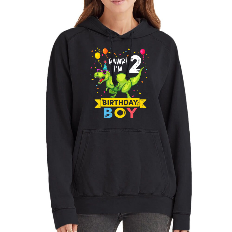 Kids 2 Year Old Shirt 2nd Birthday Boy T Rex Dinos Vintage Hoodie by holubarpro | Artistshot