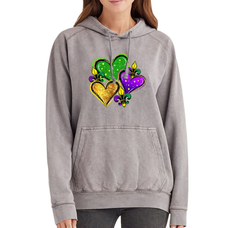 Cute Mardi Gras Heart Funny Fleur De Lis Mardi Gra Vintage Hoodie | Artistshot