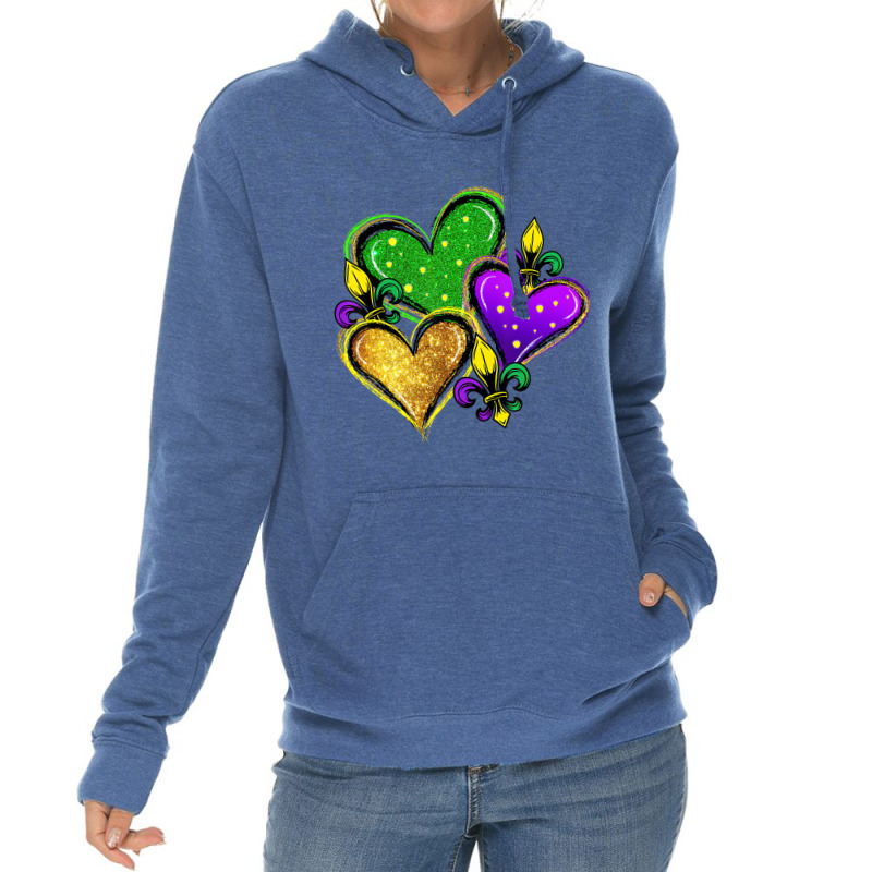 Cute Mardi Gras Heart Funny Fleur De Lis Mardi Gra Lightweight Hoodie | Artistshot