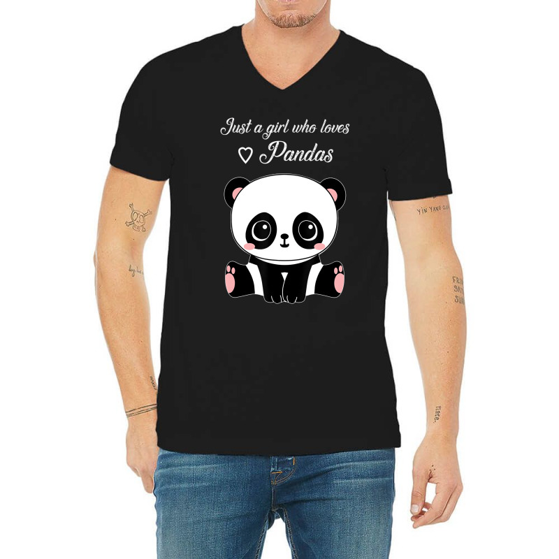 Cute Panda Shirt Just A Girl Who Loves Pandas T Sh V-neck Tee | Artistshot