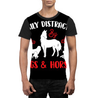 Easily Distracted By Horses & Dogs   Equestrian Ho Graphic T-shirt | Artistshot