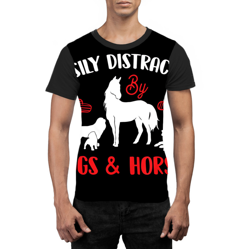 Easily Distracted By Horses & Dogs   Equestrian Ho Graphic T-shirt | Artistshot