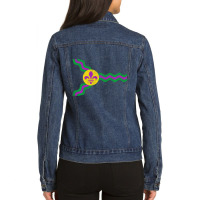 St. Louis Flag Mardi Gras Sweatshirt Soulard Distr Ladies Denim Jacket | Artistshot