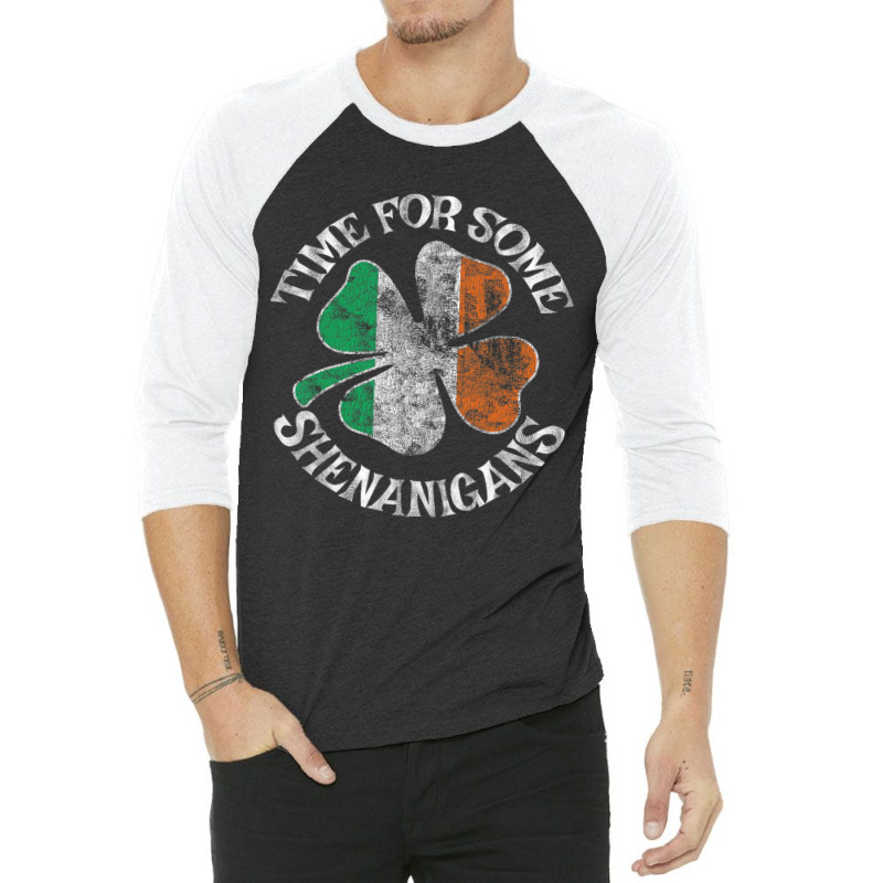 St. Patrick's Time For Some Shenanigans Clover Fun 3/4 Sleeve Shirt | Artistshot