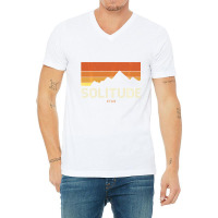 Vintage Solitude Utah Mountains Hiking Sunset Retr V-neck Tee | Artistshot