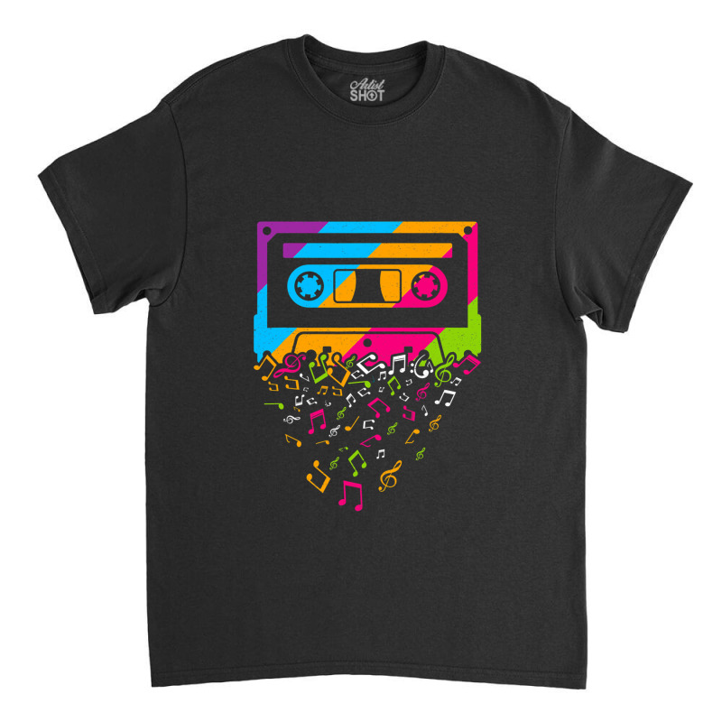 Retro 80's 90's Music Notes Cassette Tape Classic T-shirt by TIMMYBWRIGHT | Artistshot