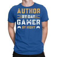 Funny Retro Gamer Gift Author By Day Gamer By Nigh T-shirt | Artistshot