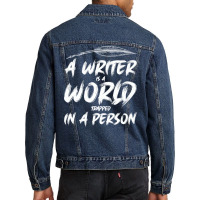 Author Writer Writer World Trapped Person Vintage Men Denim Jacket | Artistshot