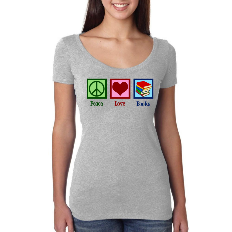 Peace Love Books Music Women's Triblend Scoop T-shirt by nanedohoomae | Artistshot