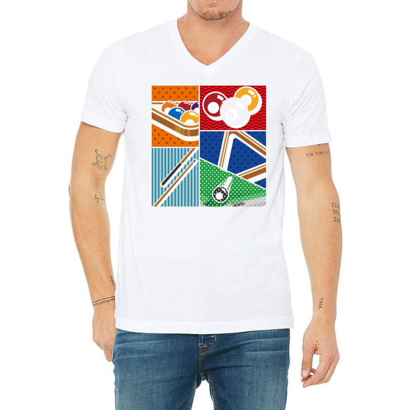 Billiard Balls Snooker Player Pool Billiard Art Bi V-Neck Tee by gashejeggef | Artistshot