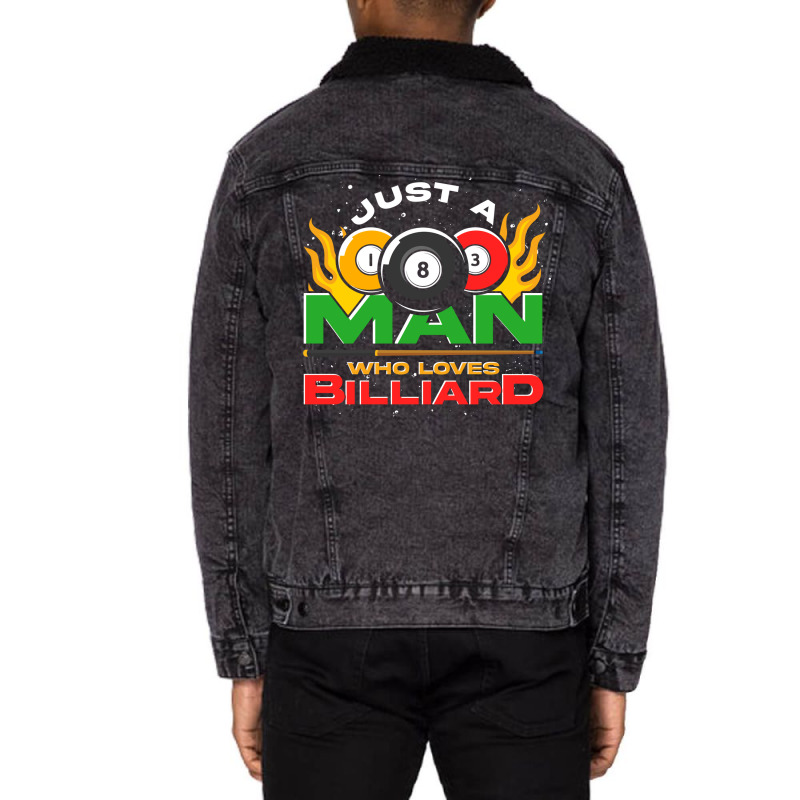 Men Pool Billiard Player Snooker Lover Billiard Unisex Sherpa-lined Denim Jacket | Artistshot