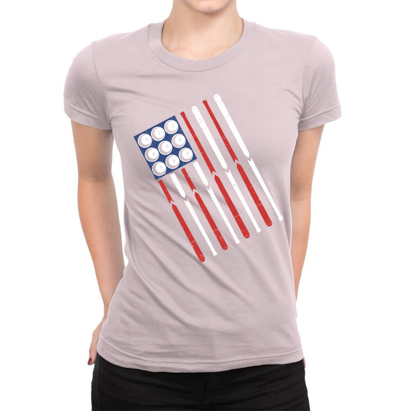 American Flag Billiards Shooting Pool Funny Pool T Ladies Fitted T-Shirt by lavosamalur0 | Artistshot