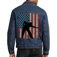 Vintage American Flag Billiards 4th Of July Men Denim Jacket | Artistshot