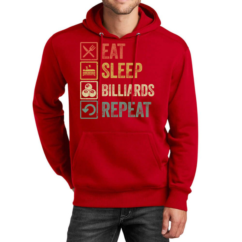 Funny Eat Sleep Billiards Repeat Retro Vintage Gif Unisex Hoodie by zimeleiorver1 | Artistshot