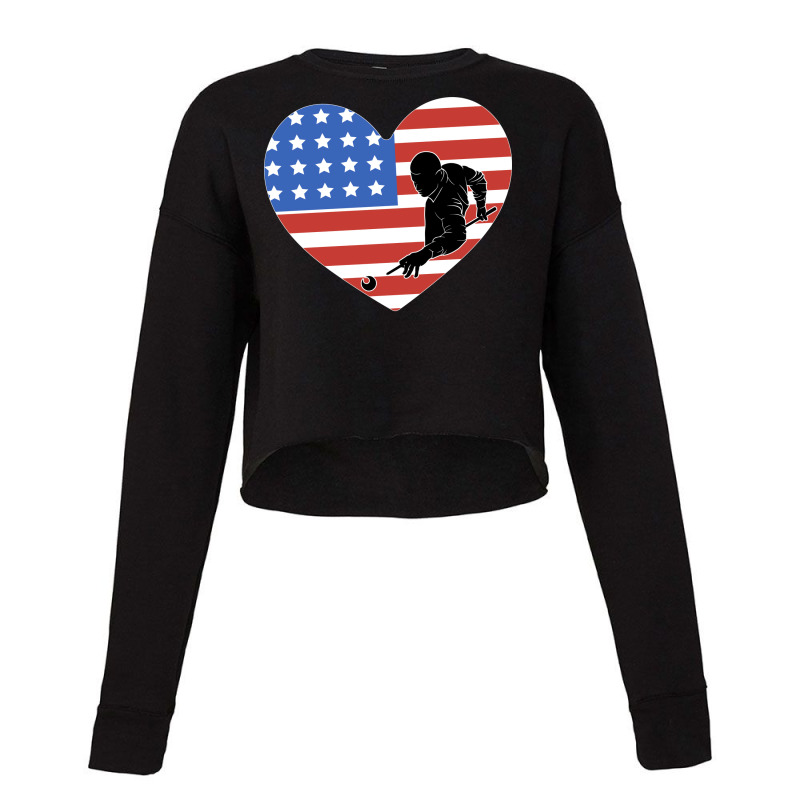 Billiards Usa Flag Heart Snooker Pool Cropped Sweater by okatatrhliks | Artistshot