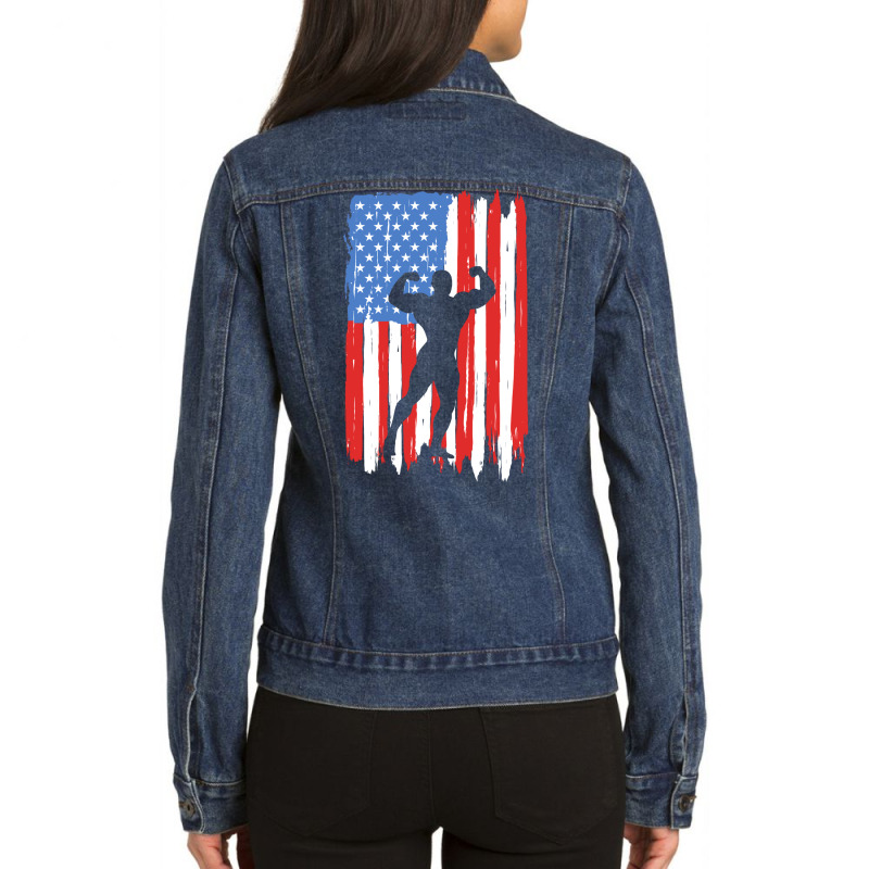 American Flag Bodybuilding Graphic Ladies Denim Jacket by henyelleetchc | Artistshot