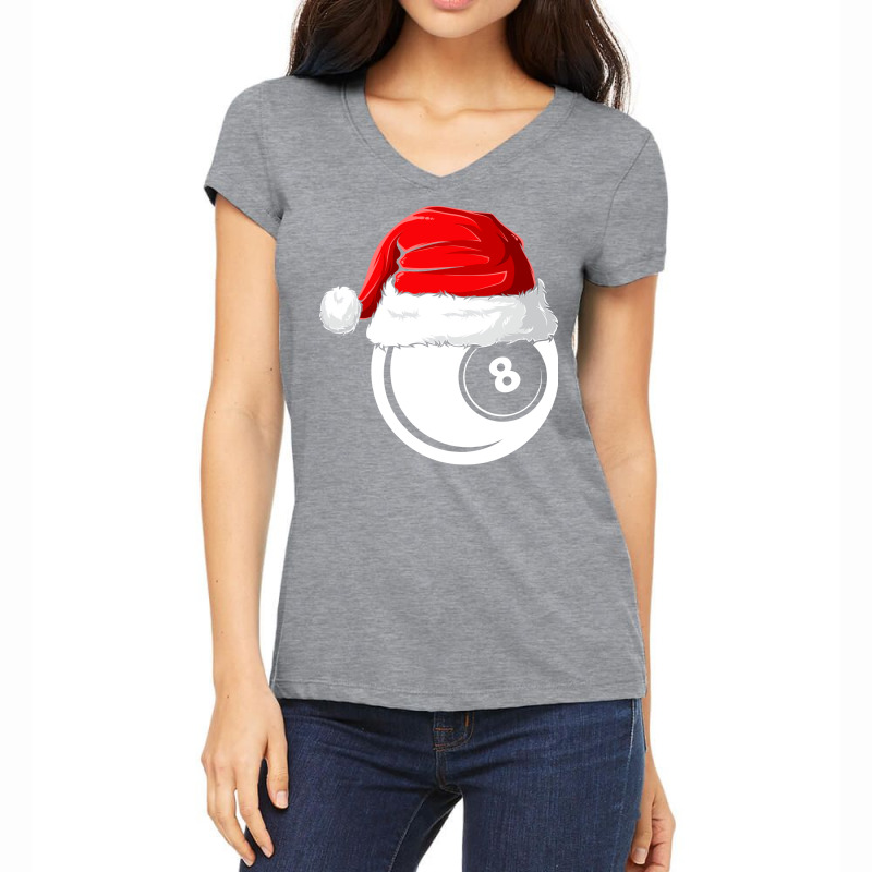 Xmas Santa Hat Christmas Billiards Women's V-Neck T-Shirt by kitikaleusx | Artistshot