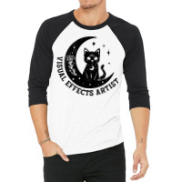 Visual Effects Artist Magical Cat On Moon Design 3/4 Sleeve Shirt | Artistshot