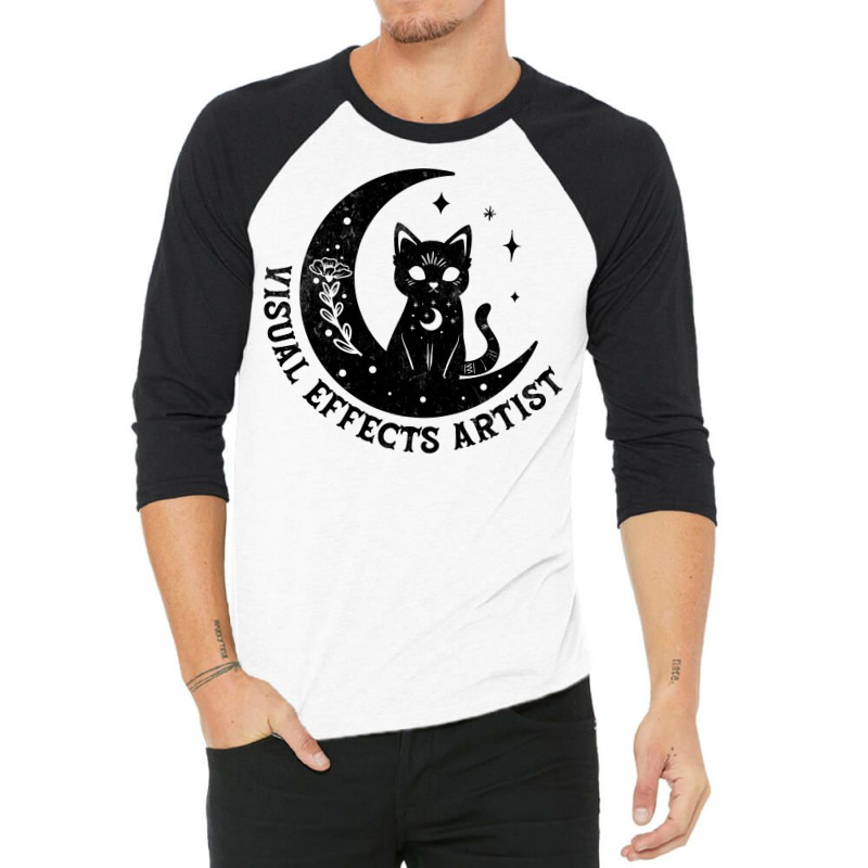 Visual Effects Artist Magical Cat On Moon Design 3/4 Sleeve Shirt | Artistshot